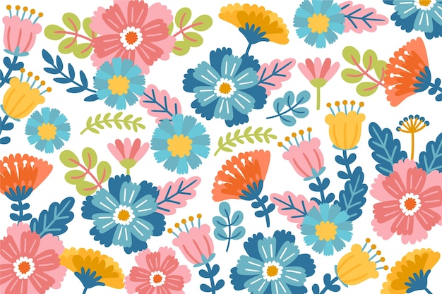 Colorful ditsy floral print wallpaper