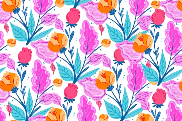 Free Vector colorful ditsy floral print on white background