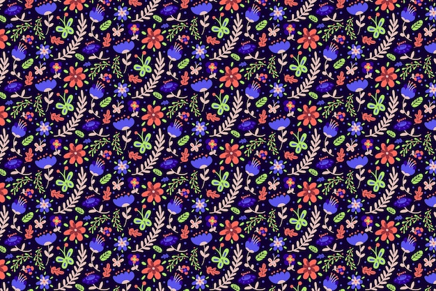 Colorful ditsy flowers wallpaper