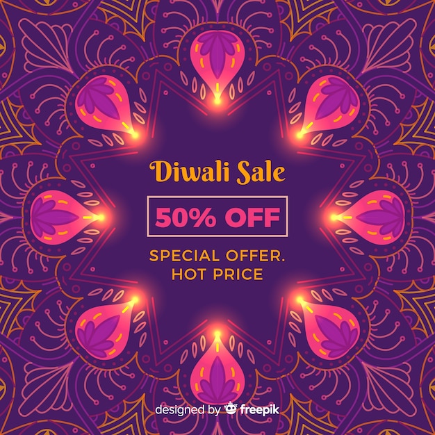 Free Vector colorful diwali sale composition with flat design