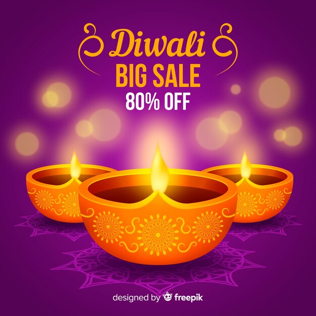 Colorful diwali sale composition with flat design