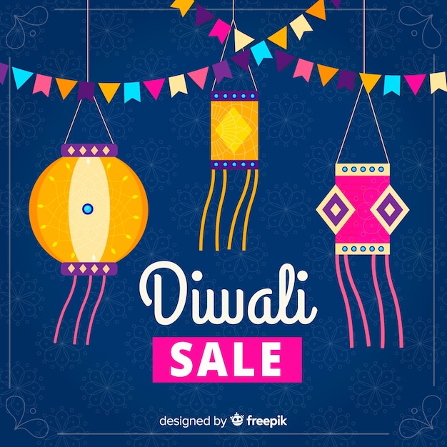 Free Vector colorful diwali sale composition with flat design