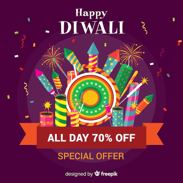 Colorful diwali sale composition with flat design