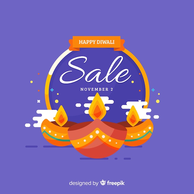 Colorful diwali sale composition with flat design