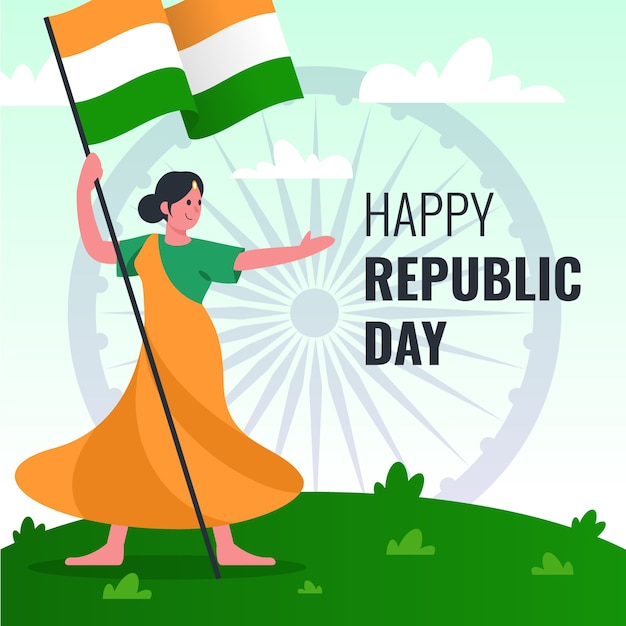 Free vector colorful drawing for indian republic day