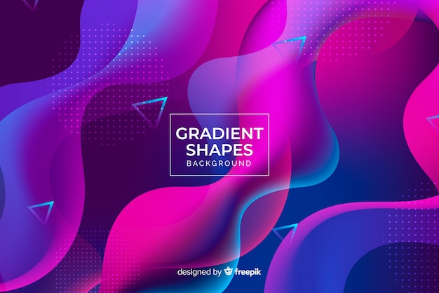 Free Vector colorful duotone wavy shapes background