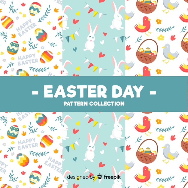 Colorful easter day pattern collection