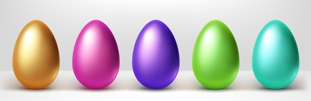 Free Vector colorful easter eggs row, isolated design elements