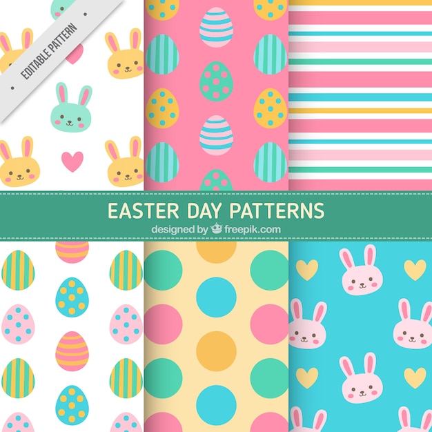 Colorful easter patterns in flat design