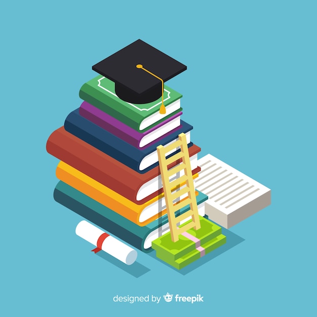 Colorful educaction concept with isometric view