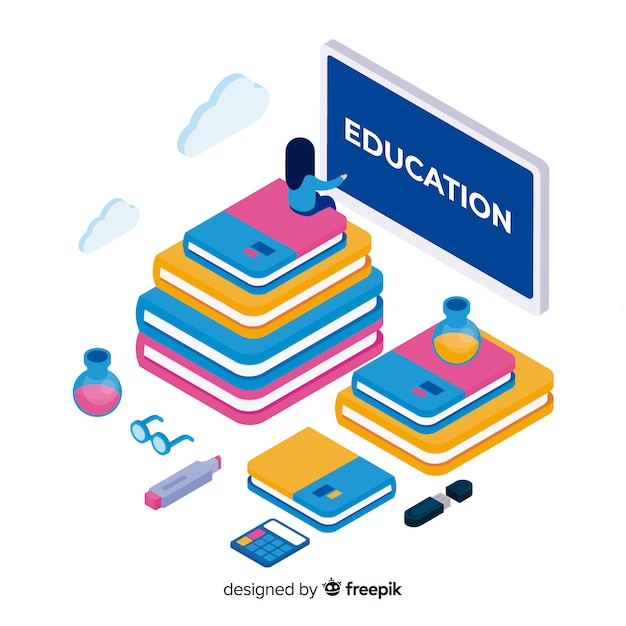 Colorful education concept with isometric view