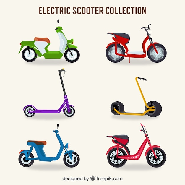 Free Vector colorful electric scooter collection