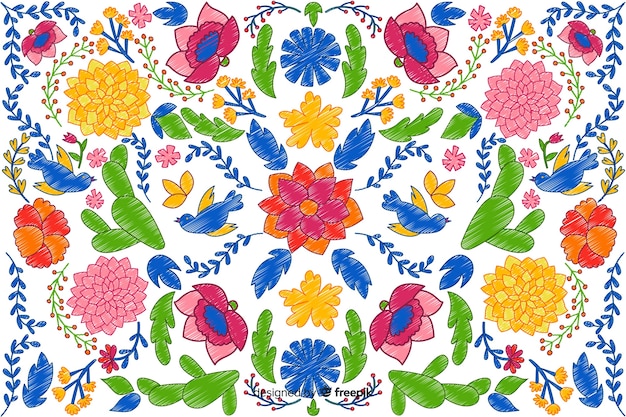 Free Vector colorful embroidery floral background