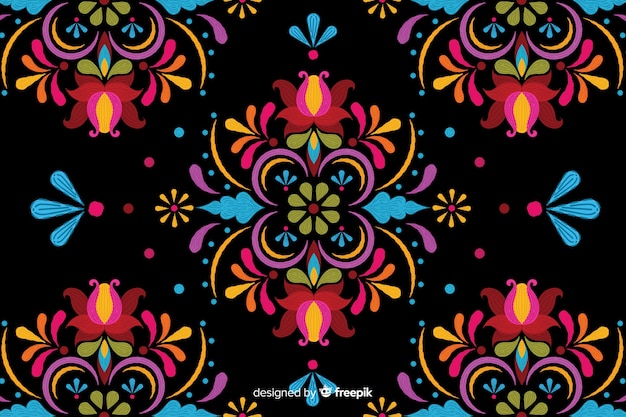 Free vector colorful embroidery floral background