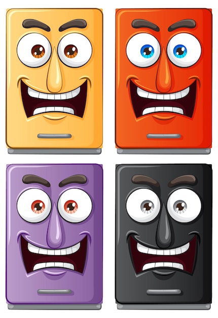 Free vector colorful emoticons on mobile phones