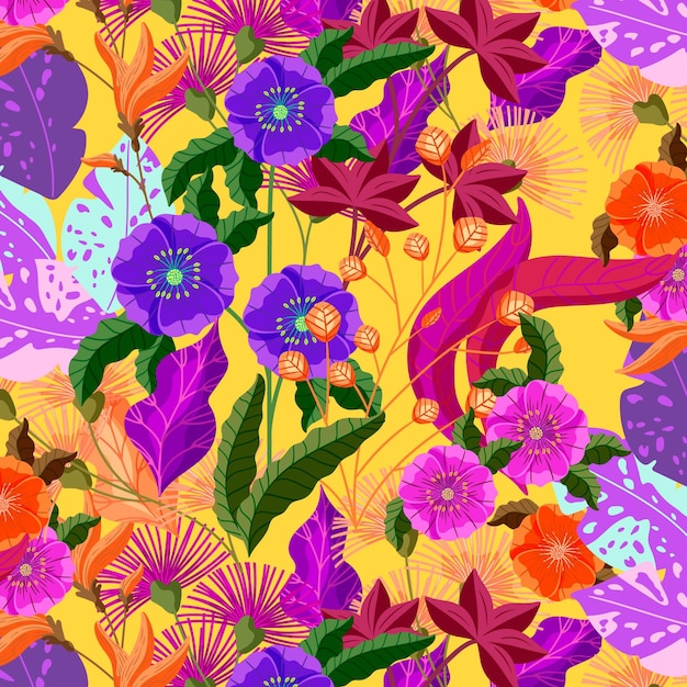 Free vector colorful exotic floral pattern