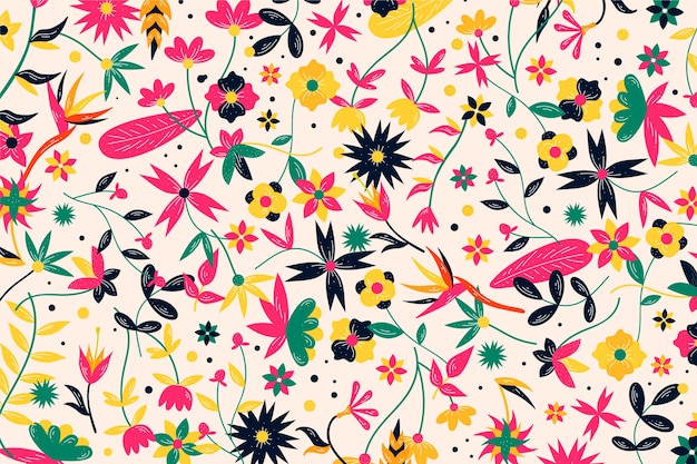 Colorful exotic flowers background