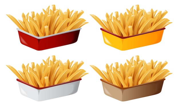 Colorful Fast Food Fries Illustration