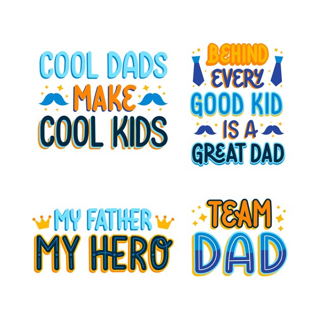 Colorful father's day lettering sticker set