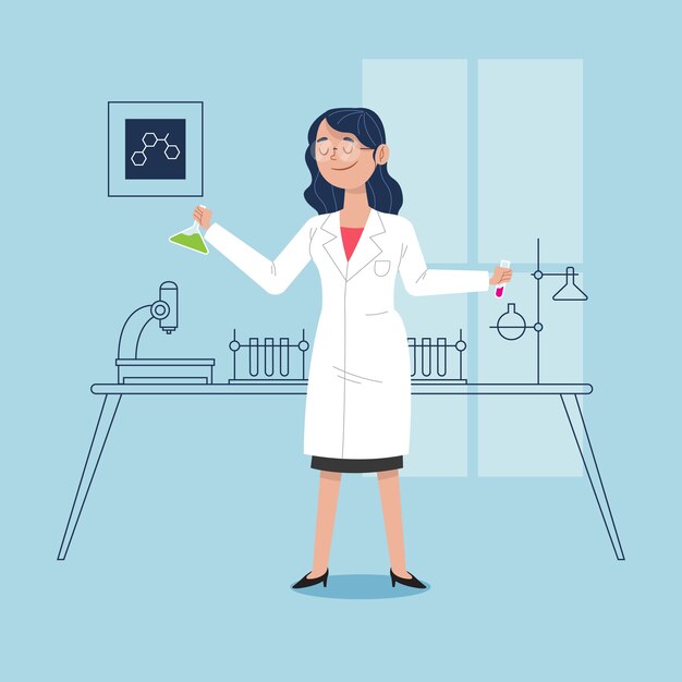 Colorful female scientist illustration