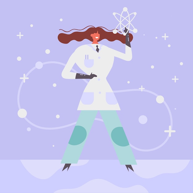 Free Vector colorful female scientist illustration