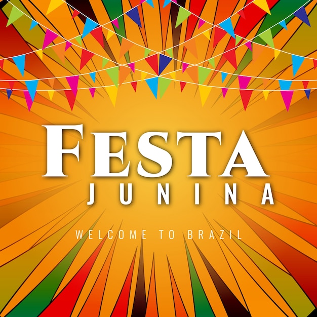 Colorful festa junina design with garlands