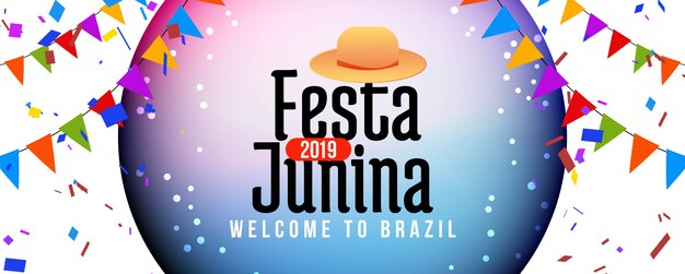 Colorful Festa Junina festival celebration banner 