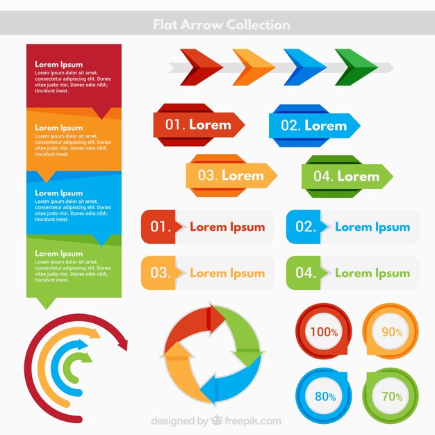 Colorful flat arrows and infographic elements