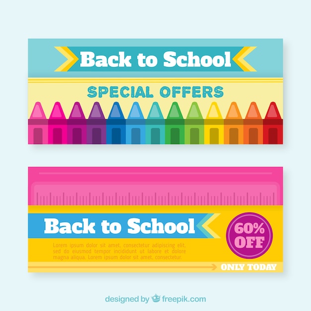 Colorful flat back to school banners