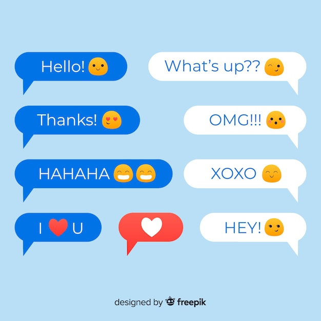 Free Vector colorful flat design speech bubbles with emojis