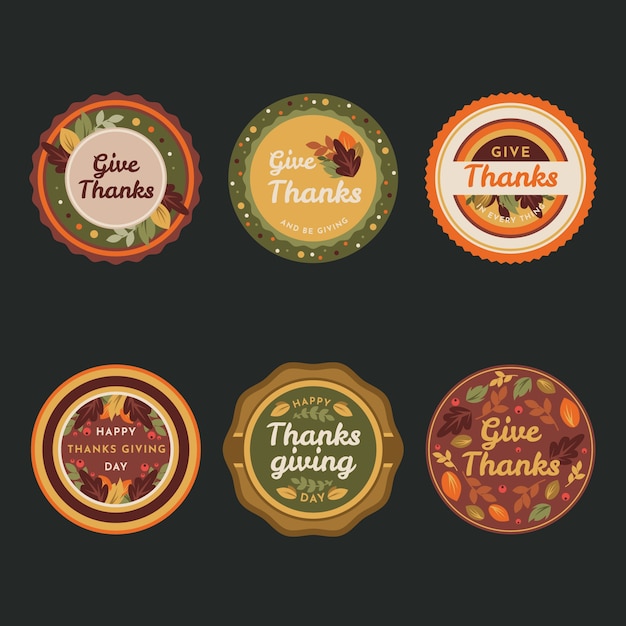 Colorful flat design for thanksgiving label