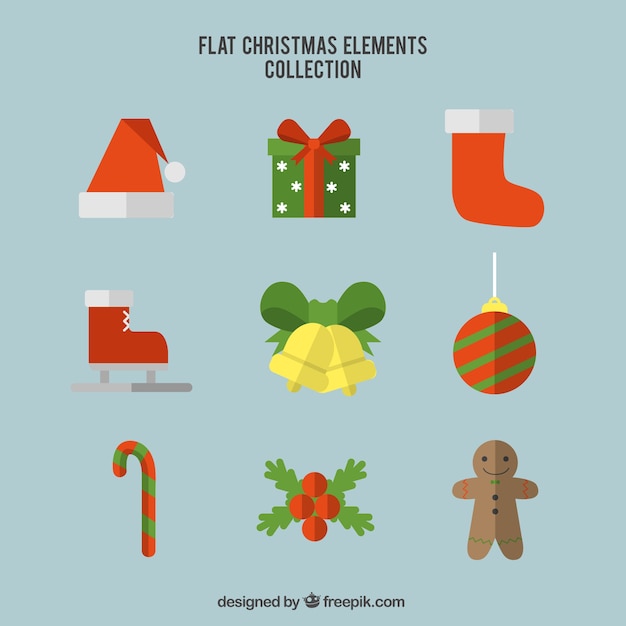 Free vector colorful flat elements ready for christmas