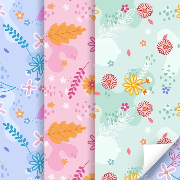 Colorful flat spring pattern collection