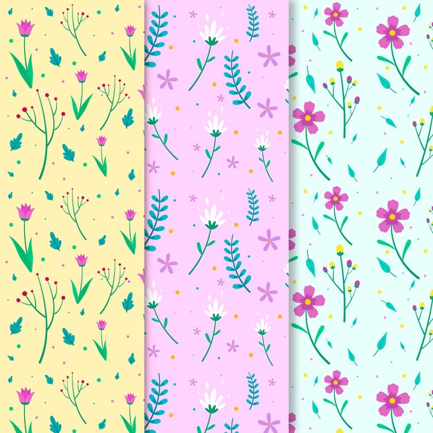 Colorful flat spring pattern collection