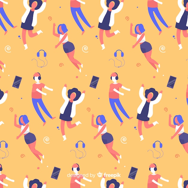 Colorful flat youth people pattern