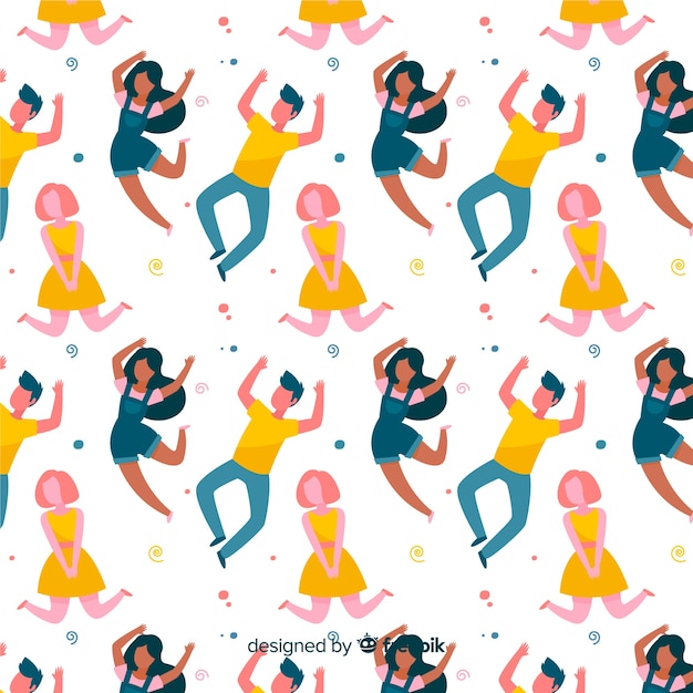 Colorful flat youth people pattern