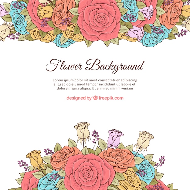 Free Vector colorful floral background with hand drawn style