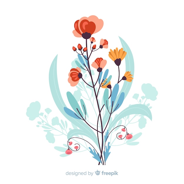 Free Vector colorful floral branch on flat design