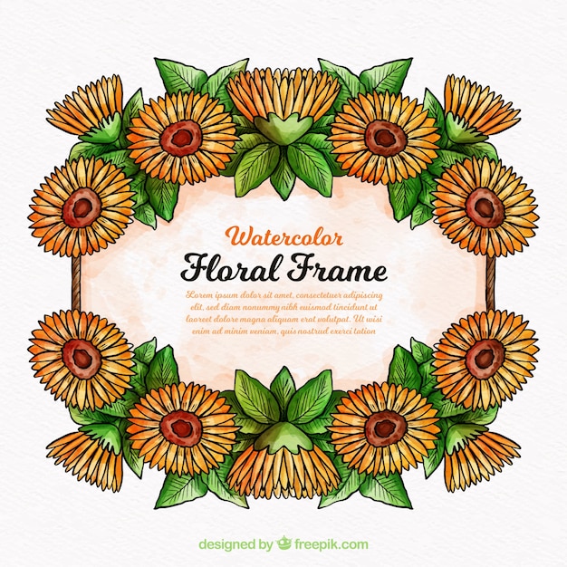 Free Vector colorful floral frame in watercolor style