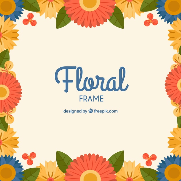 Free Vector colorful floral frame with flat design