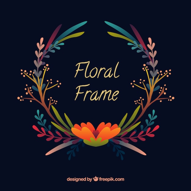 Free vector colorful floral frame with flat design