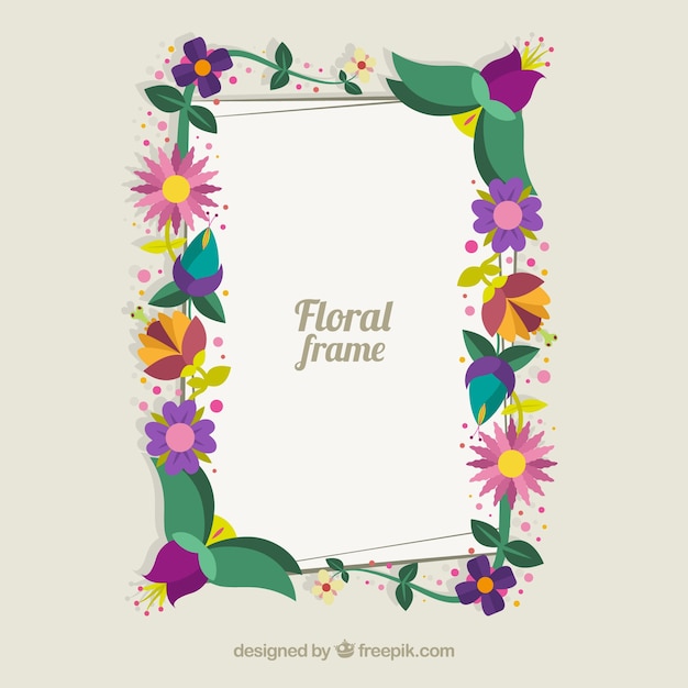 Free vector colorful floral frame with flat design