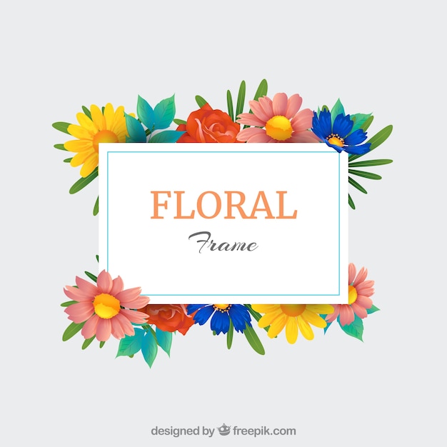 Free vector colorful floral frame with realistic style