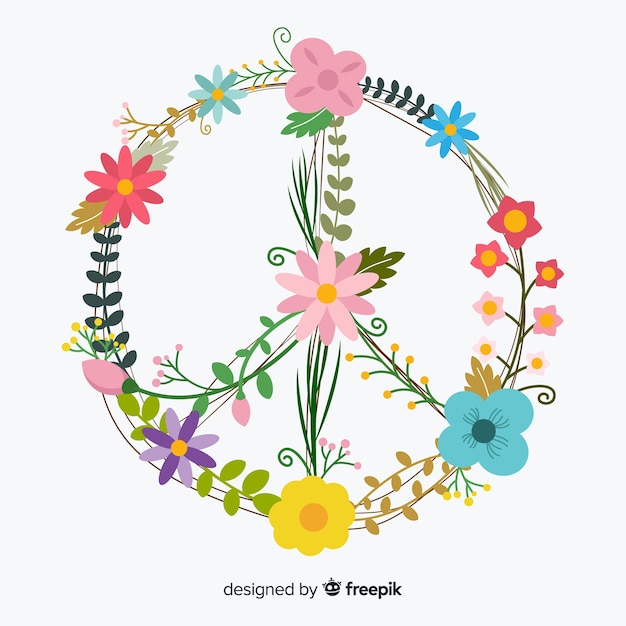 Free vector colorful floral peace symbol background