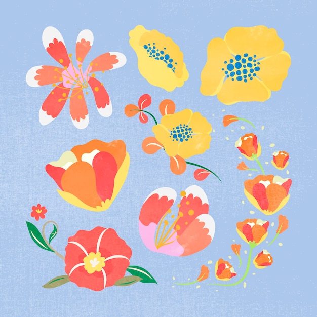 Free Vector colorful flower, spring clipart flat design vector illustration