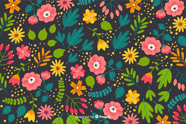 Colorful flowers background flat design