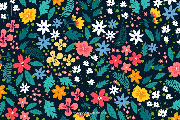 Colorful flowers background flat design