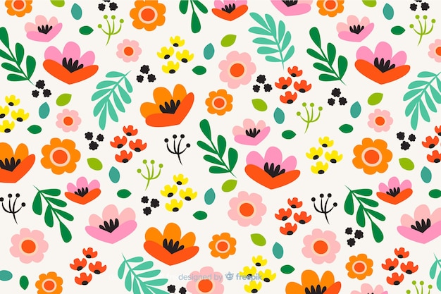 Colorful flowers background flat design