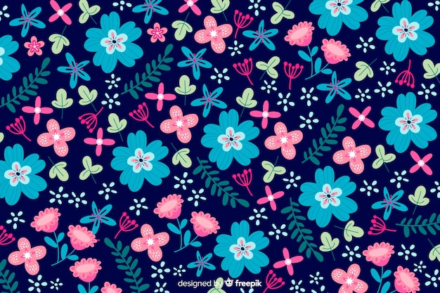 Colorful flowers background flat style