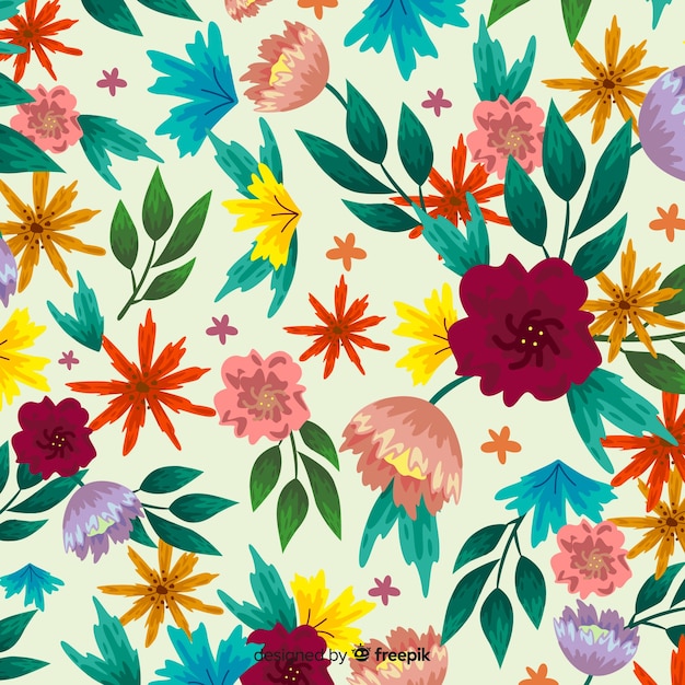 Free vector colorful flowers background painted style